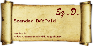 Szender Dávid névjegykártya