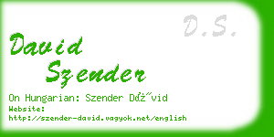 david szender business card